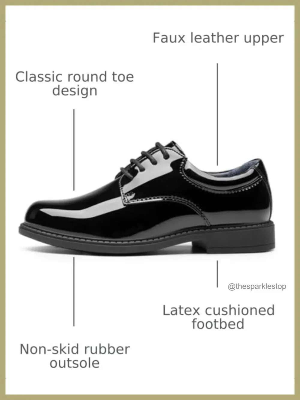Faux Leather Boys Oxfords Dress Shoes Lightweight Chunky Sole Lace-Up
